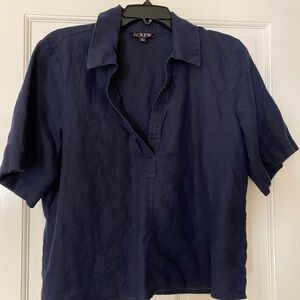 J. Crew Deep Blue Linen Top